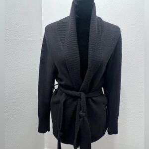 Sue Designer Knits Kenmare Ireland Pure Cashmere Black Cardigan Sweater Size L